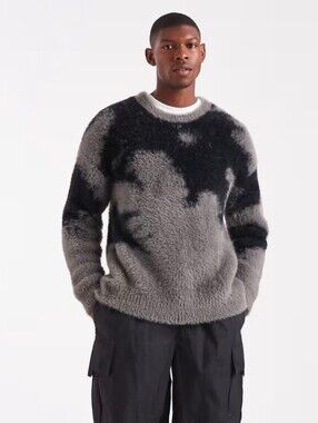 ASOS Design Relaxed Fluffy Knit Sweater Men's Oversized Small Shaggy Crewneck
